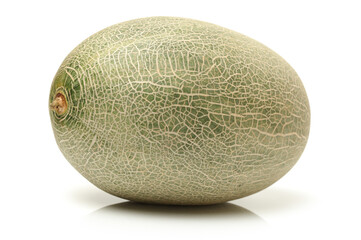 Netted melon on white background 