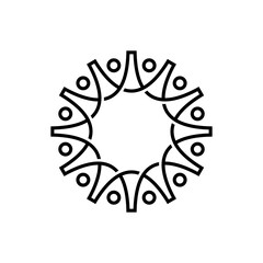 twelve people family team work diversity outline monoline logo vector icon illustration