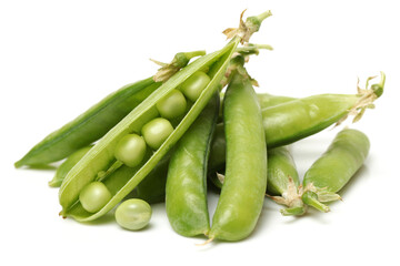 Fresh peas isolated on white background 