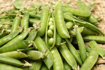 Fresh peas isolated on white background 