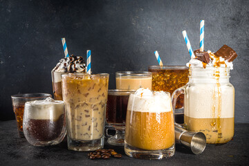  Set of iced coffee drinks