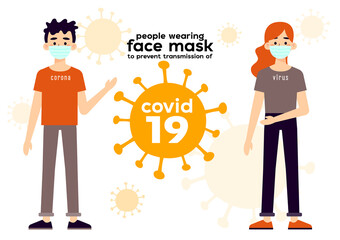 People wearing face mask to prevent transmission of COVID-19