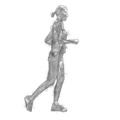 Low poly sketch of a woman jogging. - 441521480