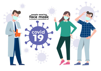 People wearing face mask to prevent transmission of COVID-19