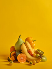 Fototapeta premium fresh vegetable and fruit on colourful background