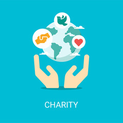 Charity vector illustration concept in flat style. Suitable for web banners, social media, postcard, presentation and many more.