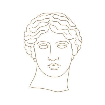 Antique statue head vector illustration in contemporary minimal style