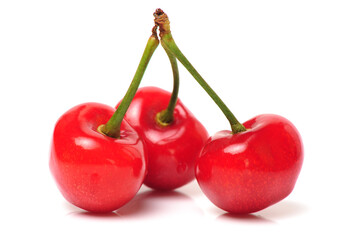 Cherries on white background