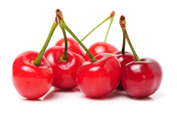 Cherries on white background