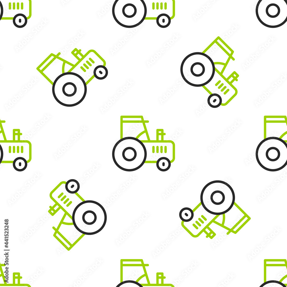 Poster line tractor icon isolated seamless pattern on white background. vector