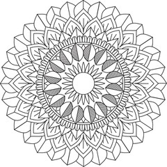 Circular Pattern Mandala Zentangle Henna Mehndi Tattoo, Decoration Circle Vector Clipart Floral Flower Decorative Ethnic Oriental Style Coloring Book Page Illustration Ornamental Ornament