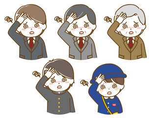 めまいがしている色々な年代の太った男性達