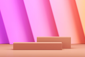 Abstract background for product presentation or branding, Beige platform on gradient color background. 3d rendering