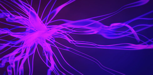 abstract organic creature background with tentacles. 3D rendering, science technology backdrop