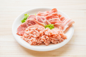 豚肉　ひき肉とバラと肩ロース