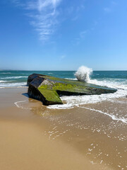 Bunker sur une plage du Cap Ferret, Gironde