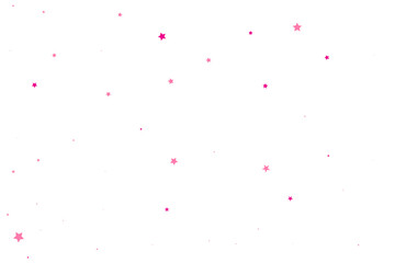 Red Stars Gift. Pink Confetti Anniversary. Salmon Falling Holiday. Celebration Poster. Coral Glitter Poster. Sparkling Symbol. Texture Invitation. Universe Space.