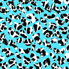 Fototapeta na wymiar Abstract Hand Drawing Geometric Squares with Leopard Dalmatian Cow Animal Skin Texture Seamless Vector Pattern Isolated Background