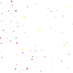 Coral Confetti Cosmos. Red Starry Greeting. Blue Stars Anniversary. Purple Vector Background. Pink Pattern Background. Yellow Texture Background. Celebration Holiday. Party Banner.