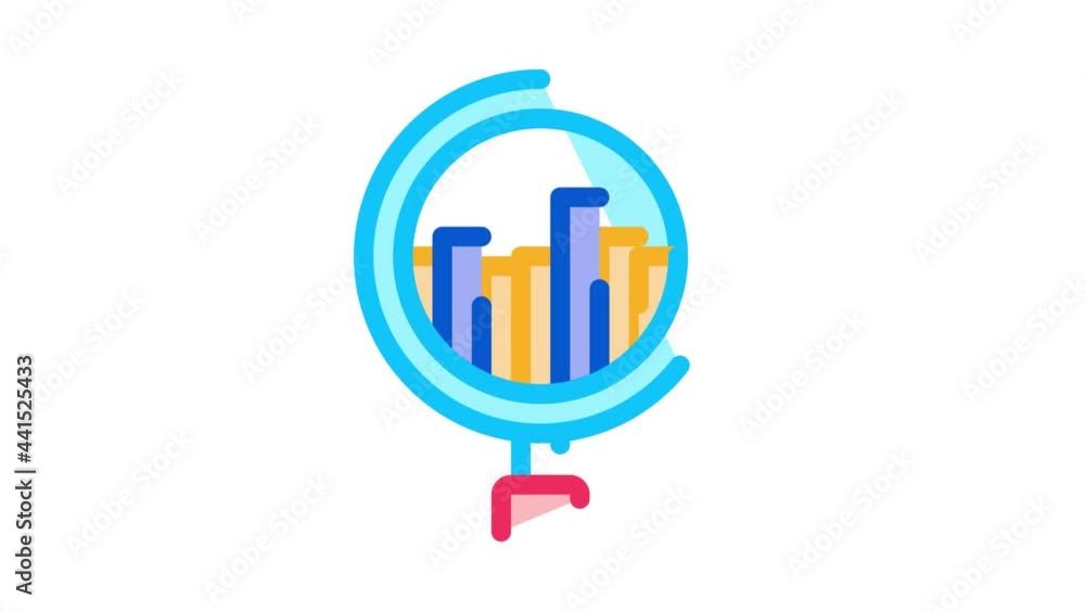 Poster graph in magnifier glass agile element animated icon on white background