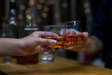 whiskey, for a friendly party in a bar or a restaurant.