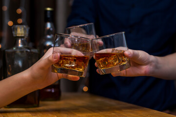 whiskey, for a friendly party in a bar or a restaurant.