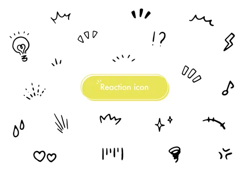 手書きのおしゃれでモノクロのリアクションアイコンのベクターイラストセット 気づく 発見 注目 驚く 太陽 Stock ベクター Adobe Stock