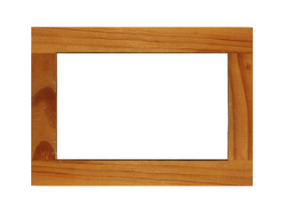 Wooden photo frame with empty copy space isolated on white. Wood frame or photo frame isolated on...