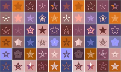 Gordijnen Decoratieve designelementen van stervorm, vector naadloze achtergrond. ©  danjazzia