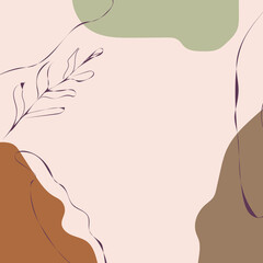 Obraz premium Social media banner template, for stories, post, blog, sale and promotion. Abstract earth tone coloured shapes, line arts background design for personal, fashion and beauty blogger.