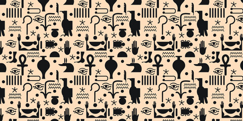 Egypt hieroglyphs pattern graphic trendy design