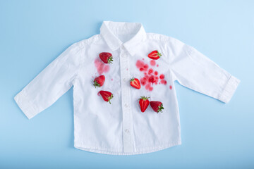  Complex strawberry spot on a white shirt. isolated