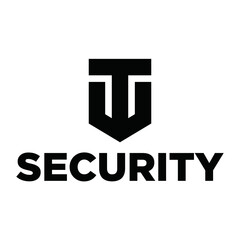 Abstract letter T logo design with shield vector graphic