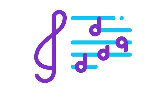 Treble Clef And Musical Notes Opera Element animated icon on white background