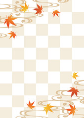 紅葉と流水紋のフレーム