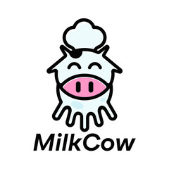 mascot logo with cow shape for dairy company