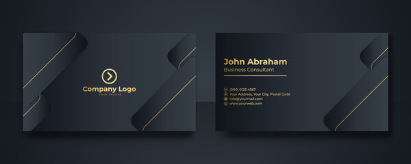 Modern simple black gold business card background. Black blue gold business card flat design template vector. Modern presentation card with company logo. Vector business card template. Visiting card
