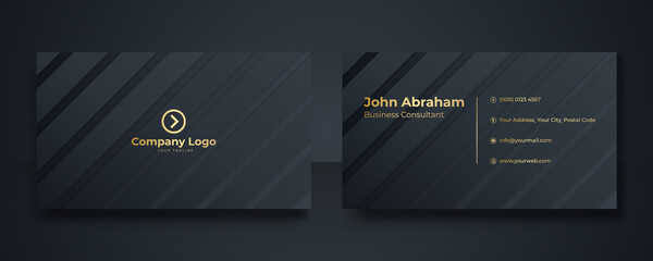 Modern simple black gold business card background. Black blue gold business card flat design template vector. Modern presentation card with company logo. Vector business card template. Visiting card
