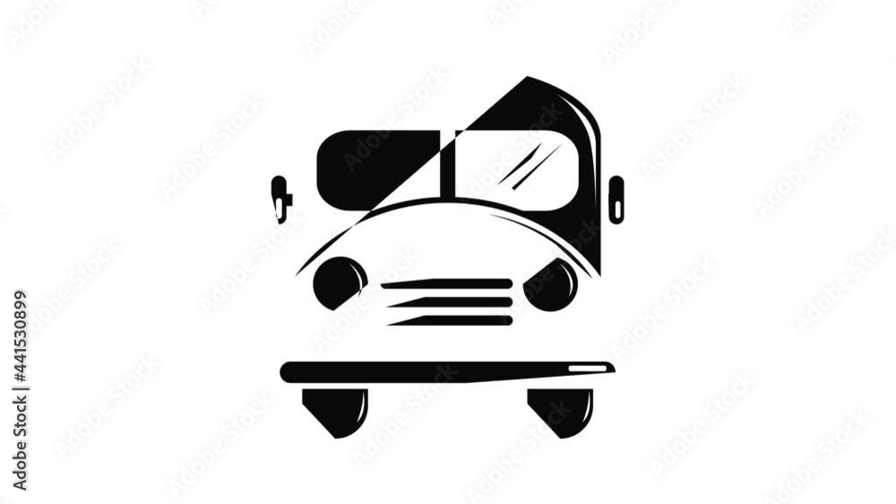 Poster school bus icon animation simple best object on white