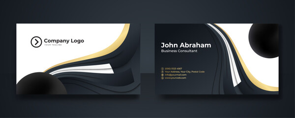 Black and gold creative business card template. Modern Business Card - Creative and Clean Business Card Template. Elegant luxury clean dark business card Vector illustration
