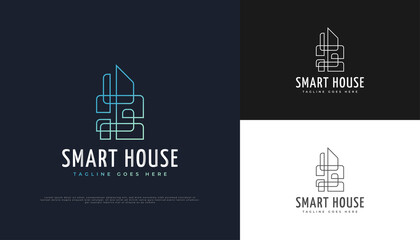 Abstract Real Estate Logo Design with Line Style. Construction, Architecture or Building Logo Design Template