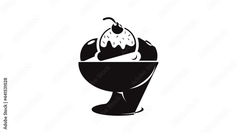 Poster ice cream icon animation simple best object on white