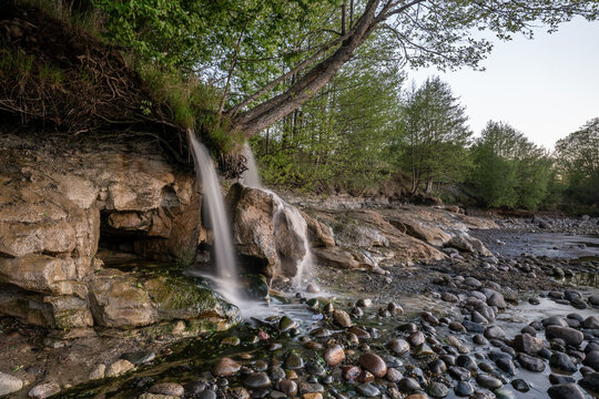 long exposure small waterfall. Suurupi at sunset.