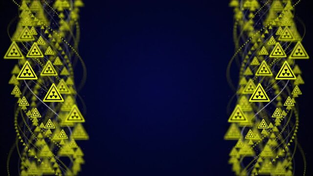 Intertwined Nuclear Danger Symbols Animation, Background, Loop, 4k

