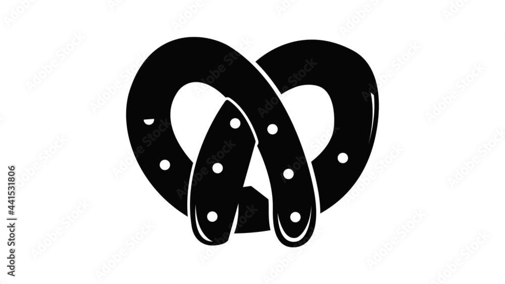 Poster pretzel icon animation simple best object on white
