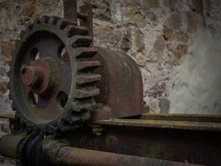 Fototapeta na wymiar Pinion gear of the vintage mechanism