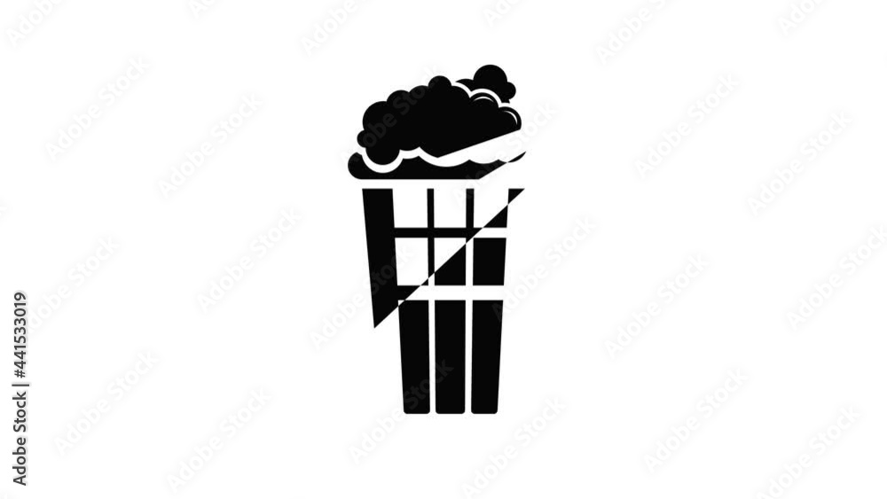Poster popcorn box icon animation simple best object on white