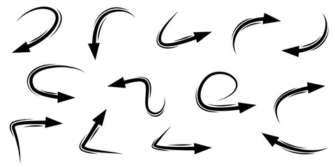 set of hand drawn arrows isolated on white background. for business infographic, banner, web and concept design.Vector doodle design elements.