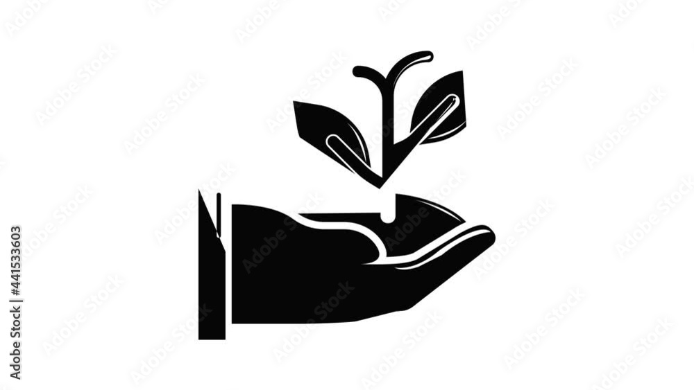 Poster hand sprout icon animation simple best object on white