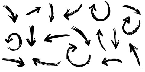 set of hand drawn arrows isolated on white background. for business infographic, banner, web and concept design.Vector doodle design elements.